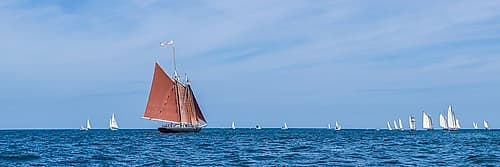 New England-Massachusetts-Cape Ann-Gloucester-Gloucester Schooner Festival-schooner parade of sail Coastal Print